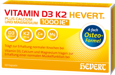 VITAMIN D3 K2 Hevert plus Ca Mg 1000 IE/2 Kapseln